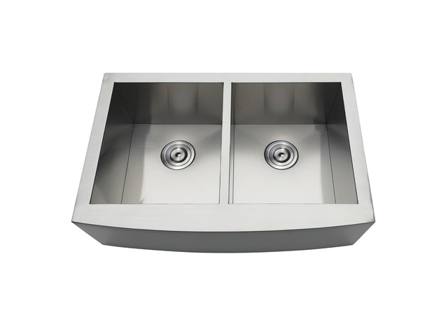 Gourmetier GKTDF30209 Drop-In Stainless Steel Double Bowl Farmhouse Kitchen Sink, Brushed