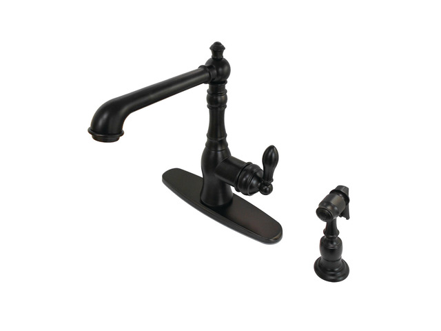 Gourmetier GSY7205ACLBS American Classic Single-Handle Kitchen Faucet with Brass Sprayer, Oil Rubbed Bronze