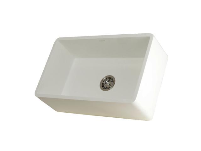 Gourmetier GKFA301810BC Solid Surface Matte Stone Apron Front Farmhouse Single Bowl Kitchen Sink, Matte White