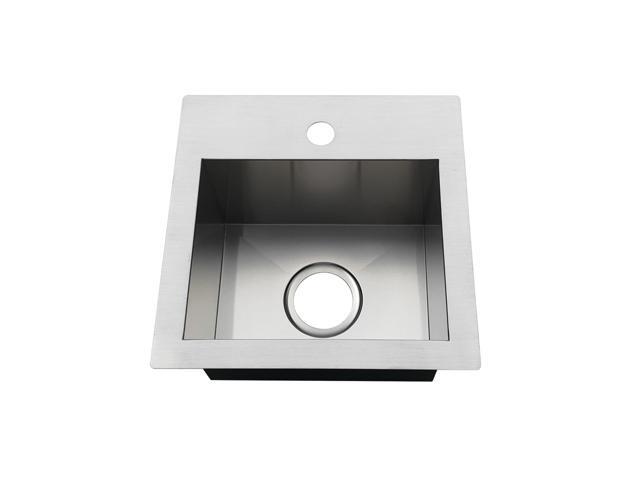 Gourmetier GKDS151581 15' Single Bowl Dual Mount Drop-In or Undermount Bar Sink, Brushed