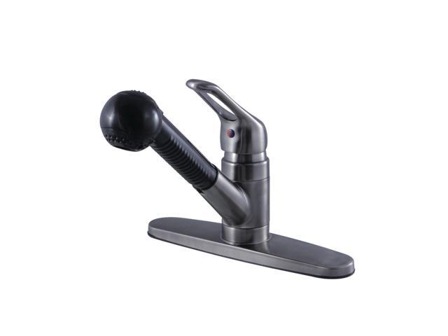 kingston brass kb7000sp wyndham singlehandle pulldown kitchen faucet, 75/8' in spout reach, black stainless