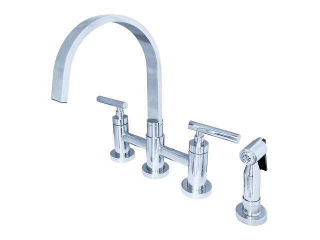 Kingston Brass KS8261CMLBS Manhattan 2-Handle Kitchen Faucet with Brass Side Sprayer, Polished Chrome