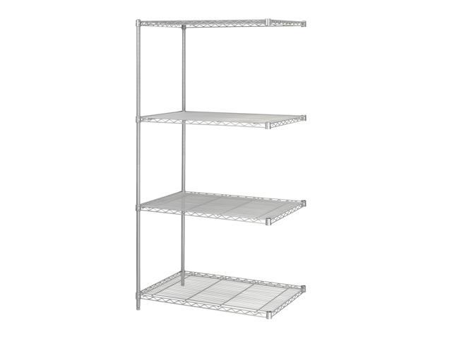 Safco 5289GR Industrial Add-On Unit - Four-Shelf - 36w x 24d x 72h - Steel - Metallic Gray