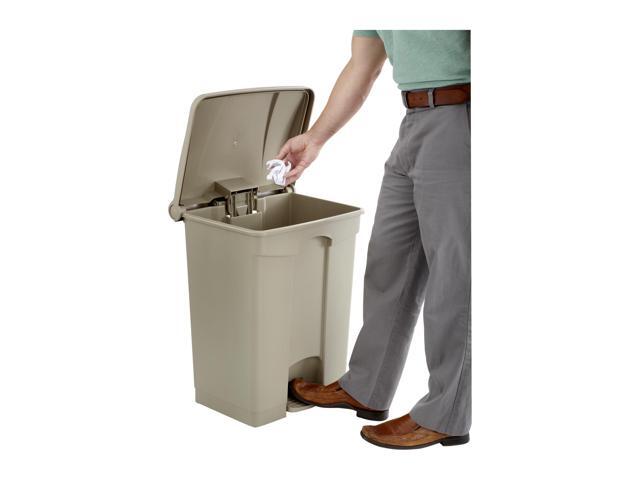 Large Capacity Plastic Step-On Receptacle, 17gal, Tan