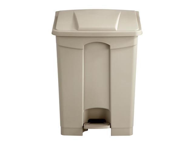 Large Capacity Plastic Step-On Receptacle, 17gal, Tan