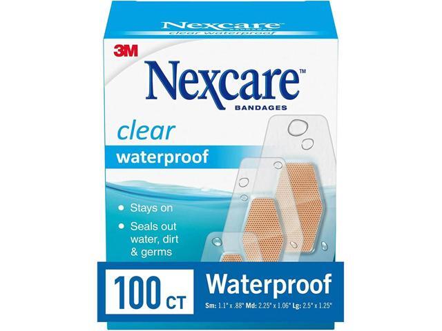 Nexcare Waterproof Bandages Family Pack, Assorted Sizes, Tan, 100 Count