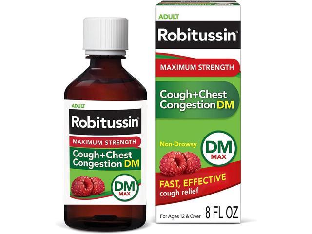 Robitussin Adult Maximum Strength Cough + Chest Congestion DM Max (8 fl. oz. Bottle), Non-Drowsy Cough Suppressant & Expectorant, Raspberry Flavor (B01JLQF5W6)