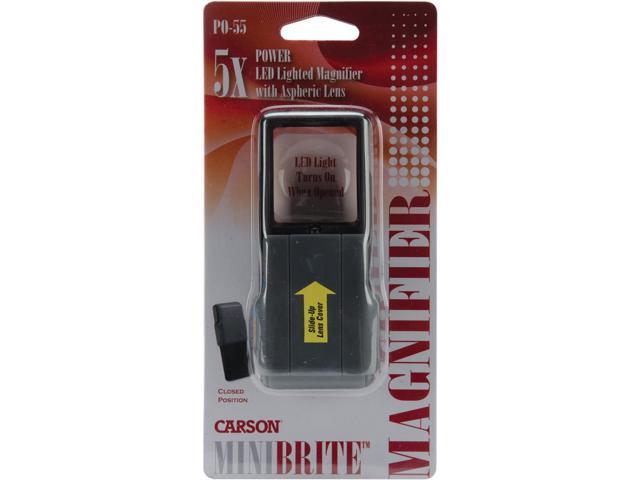 CARSON PO-55 5x slide-out led magnifier with protective sleeve