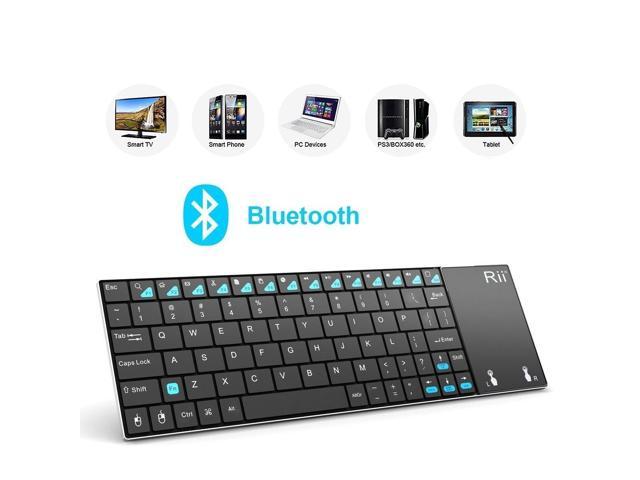 Rii K12BT Ultra Slim Portable Mini Wireless Bluetooth Keyboard With Large Size Touchpad Mouse, Stainless Steel Back Cover For PC, Surface Pro.