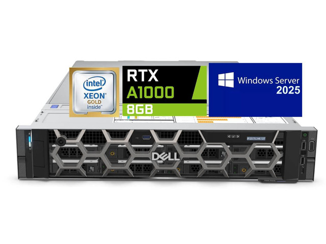 Dell Precision 7920 Rack Server, Dual Intel Xeon Gold 6246 (24 Cores Total), 256GB RAM, 4x 4TB 2.5' SSD, Raid 5, Nvidia RTX A1000 8GB Graphics,...