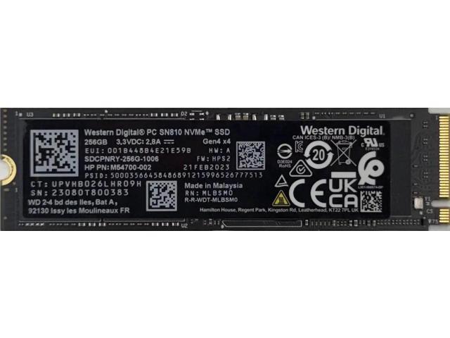 WD SN810 256GB NVMe PCIe Gen4 x4 M.2 2280 Internal Solid State Drive - OEM Western Digital High Performance SSD