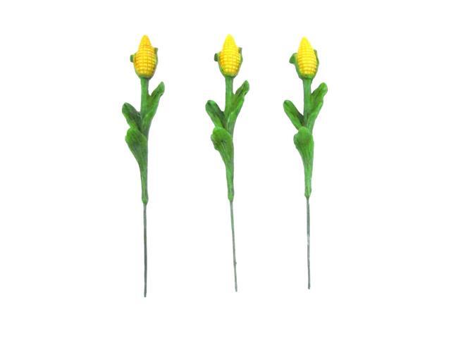 Treasure Gurus 3pc Miniature Corn Stalks Fairy Garden Farm Ornament Set Mini Plant Dollhouse Decor Accessory