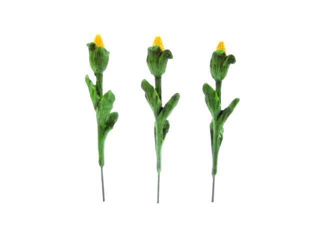 Treasure Gurus 3pc Miniature Corn Stalks Fairy Garden Farm Ornament Set Mini Plant Dollhouse Decor Accessory