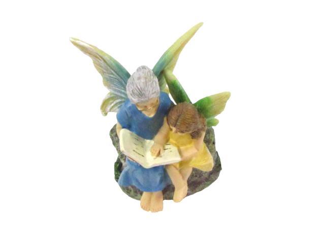 Treasure Gurus Mini Fairy Girl Grandma Reading Figurine Garden Accessory Outdoor Decor Ornament