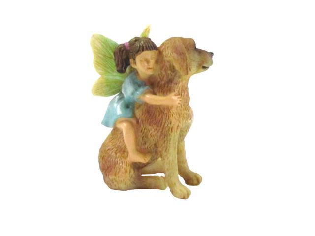 Mini Fairy Girl Riding Dog Garden Figurine Accessory Dollhouse Pet Ornament Outdoor Decor