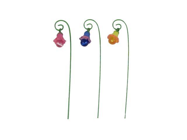 Treasure Gurus 3pc Miniature Glow in the Dark Flower Pick Stand Set Fairy Garden Landscape Accessory Dollhouse Decor