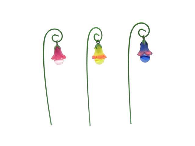Treasure Gurus 3pc Miniature Glow in the Dark Flower Pick Stand Set Fairy Garden Landscape Accessory Dollhouse Decor
