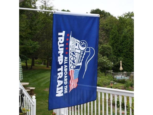 Treasure Gurus 3x5 All Aboard the President Donald Trump Train 2020 Flag 3'x5' Outdoor MAGA KAG YARD Banner