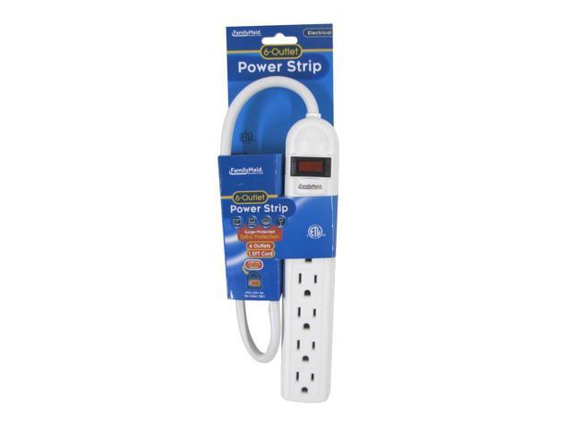 Treasure Gurus Computer Surge Protector Electronics Power Strip Multi 6 Outlet White Electrical Plug Extension Cord