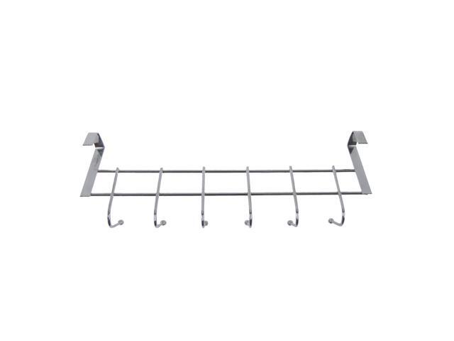 Metal Over Cabinet Door Hook Rack 6 Hook Organizer for Towels, Coats, Hats, and Bags Hanging Storage for Kitchen, Bathroom, Bedroom Modern Door...