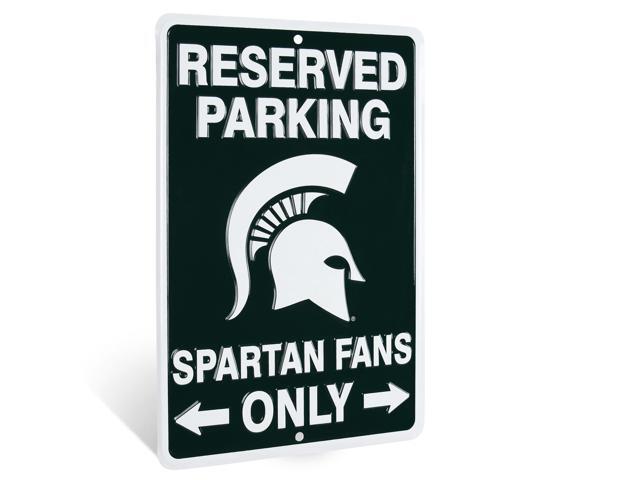 Michigan Spartan Fans Parking Only Sign - Reserved Parking Signs Michigan State NCAA - Outdoor Metal Wall Decor, Street Wall Art for Garage,...