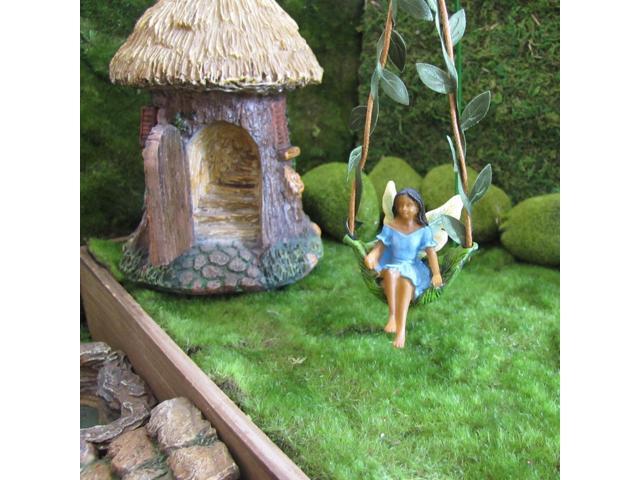 Treasure Gurus Ivy Vine Tree Swing Dark Hair Fairy Girl Mini Figurine Garden Decor Dollhouse Supply