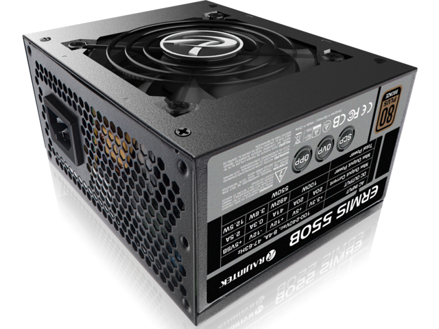 RAIJINTEK ERMIS series, ERMIS 550B, a 550W SFX PSU with 80 PLUS BRONZE.