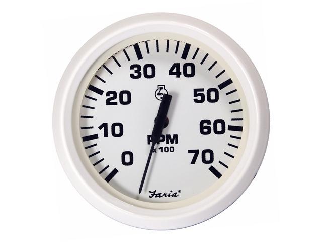 Faria Dress White 4' Tachometer - 7000 Rpm (Gas - All Outboards)