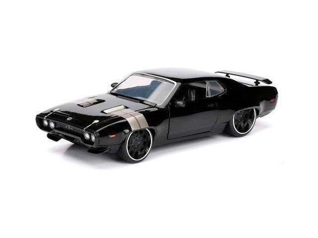 jada toys fast & furious 1:24 dom's plymouth gtx die-cast car, toys for kids and adults, black, standard