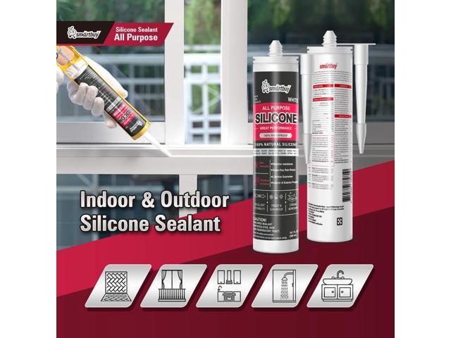 Smartbuy All Purpose Clear 100% Neutral Silicone Sealant and Adhesive for Glass Window Door Kitchen Bath Solar Frame Indoor & Outdoor Projects...