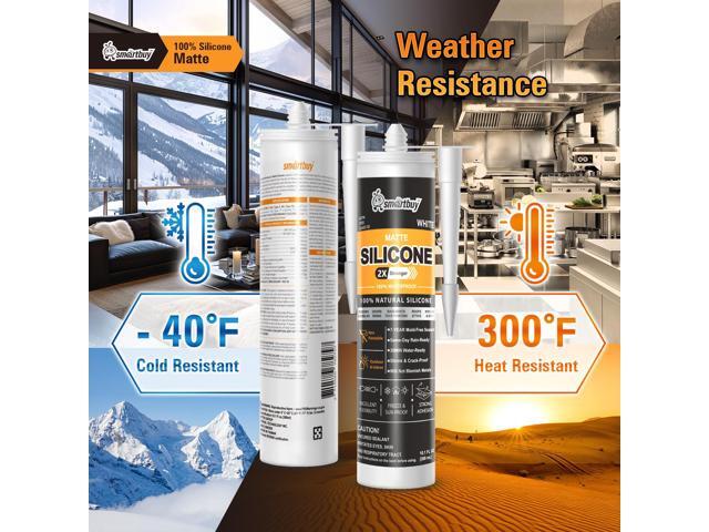 Smartbuy Advanced 2X Stronger Matte 100% Silicone Sealant and Adhesive for Glass Window Door Kitchen Bath Brick Tuckpointing Interior & Exterior...