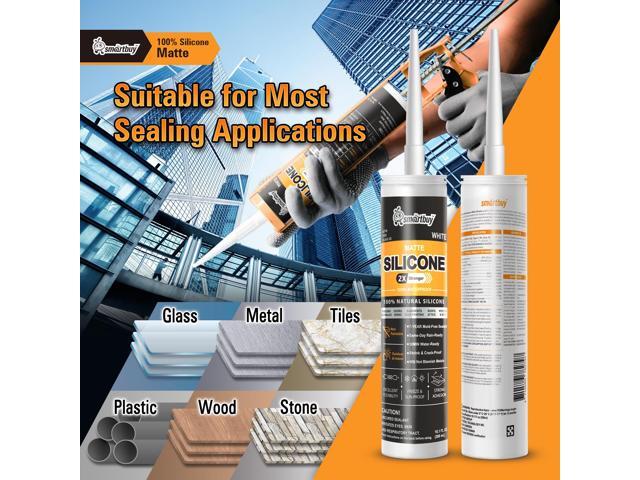 Smartbuy Advanced 2X Stronger Matte 100% Silicone Sealant and Adhesive for Glass Window Door Kitchen Bath Brick Tuckpointing Interior & Exterior...