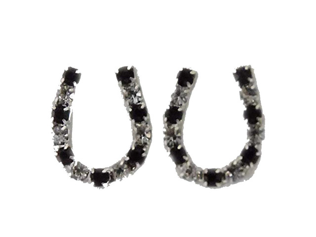 Finishing Touch Horseshoe Earrings - Jet Black Clear Imitation Rhodium