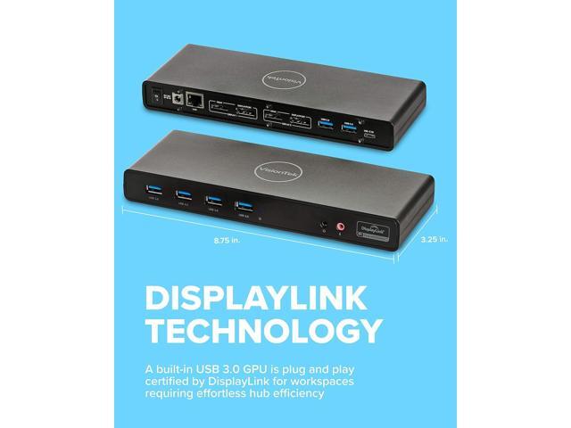 VisionTek VT4000 Universal Dual 4K Laptop Monitor Docking Station, Dual UHD Video, HDMI, DisplayPort, USB 3.0, USB-C, RJ45 Ports, for Mac & Windows...