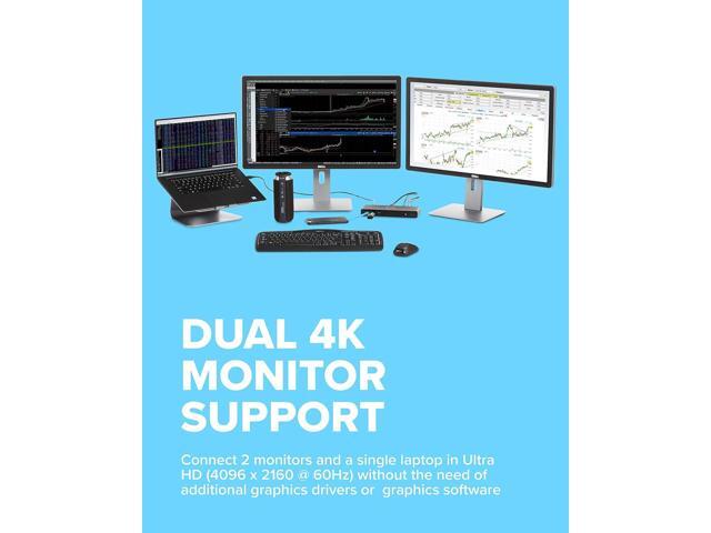 VisionTek VT4000 Universal Dual 4K Laptop Monitor Docking Station, Dual UHD Video, HDMI, DisplayPort, USB 3.0, USB-C, RJ45 Ports, for Mac & Windows...