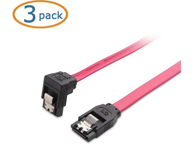 Cable Matters 3-Pack 90 Degree Right Angle SATA Cable 18 Inches (6.0 Gbps SATA III Cable, SATA Cable for SSD, SATA SSD Cable, SATA 3 Cables) Red