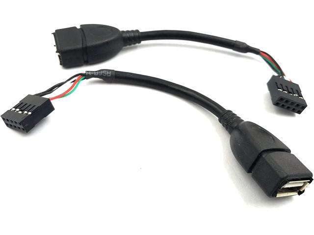 Duttek (2-Pack) 10CM USB 2.0 Type A Female to Dupont 9 Pin Female Header Motherboard Cable Cord (AF/9Pin 0.1M)