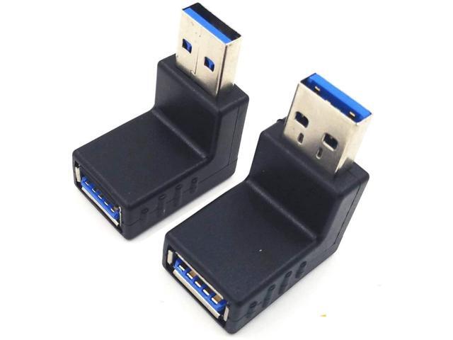 2pcs USB 3.0 up Down Male to Female Extension Adapter Combo Upward and Downward 90 Degree Right Angle USB 3.0 Super-Speed Connector Adapter(Black)