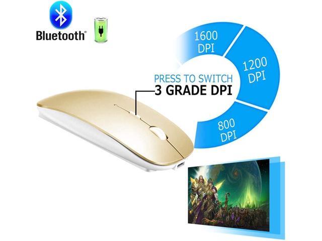 Rechargeable Bluetooth 5.2/3.0 Mouse for MacBook/MacBook air/Pro/iPad, Wireless Mouse for Laptop/Notebook/pc/iPad/Chromebook (Gold)