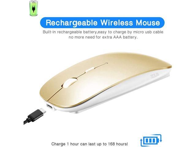 Rechargeable Bluetooth 5.2/3.0 Mouse for MacBook/MacBook air/Pro/iPad, Wireless Mouse for Laptop/Notebook/pc/iPad/Chromebook (Gold)