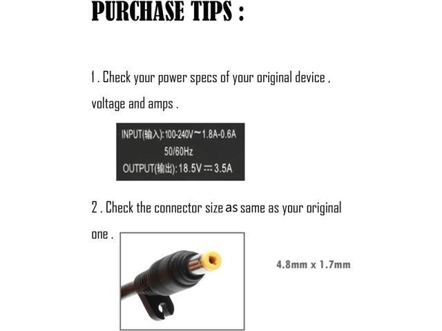 65W Laptop Power Cord for HP Compaq Presario C300 C500 C700 F500 F700 A900 Pavilion DV6000 DV6500 DV6700 DV1000 DV2000 Spare 9155068 393954001...