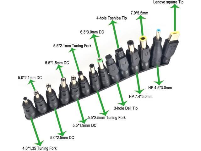 aceyoon 38 PCS Universal Laptop DC Power Adapter Tips 5.5 mm x 2.1 mm DC AC Power Adapter Kits Connector for Thinkpad Power Supply Plug Jack Sets