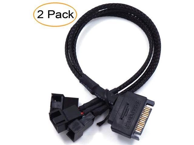 SATA to 3 x 3 Pin / 4 Pin PMW 12V PC Case Fan Power Adapter Cable, 3-Pin or 4-Pin (PWM Connector) to 15 Pin SATA Computer Cooler Cooling Fan...