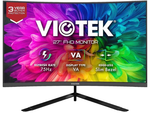 VIOTEK NBV27CB22 27 Curved 75Hz Monitor for School & Office FHD 1080p w/ Speakers 4000:1 High Contrast VA Panel FreeSync & G-Sync HDMI, VGA.(Screen cracked)