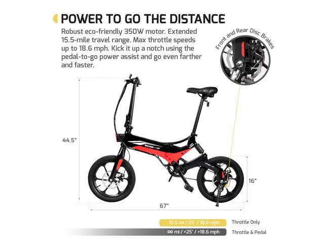 Swagtron Swagcycle EB-7 Elite Folding Electric Bike, 16-Inch Wheels, Swappable Battery with Keylock & Rear Suspension
