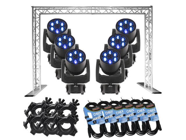 (6) CHAUVET DJ Intimidator Trio LED Moving Head, TRUSST Goal Post Kit Lighting Truss, (6) DMX Cables, (6) Clamps Bundle
