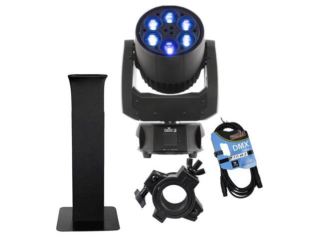 CHAUVET DJ Intimidator Trio LED Moving Head, Rockville Totem Moving Head Stand, DMX Cable, Clamp Bundle