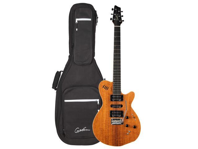 Godin (041497) xtSA Koa Electric Guitar, Natural, (2) Ernie Ball 2221 Cable, Hercules GS415B, D'Addario Humidikit Bundle