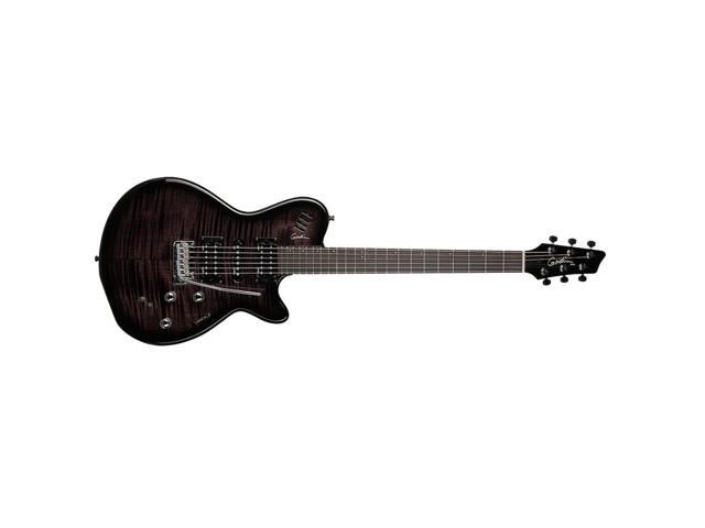 Godin 025503 xtSA Trans Black Flame 6 string Electric Guitar - Legato Guitar Strap - Boss Katana 50 Guitar - 1/4 Cable