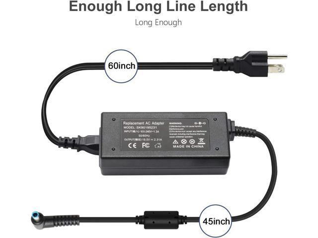 19.5V 2.31A 45W Blue Tip Laptop Charger - Fit for hp Pavilion 741727-001 15-f233wm 15-af131dx 15-f272wm 15-f211wm 15-f387wm 17-g121wm, Elitebook...
